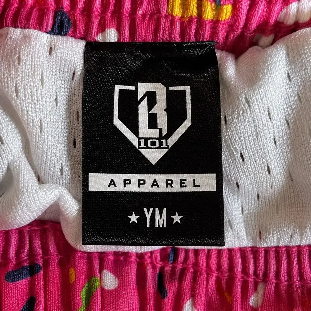 Baseball Lifestyle 101 B101 Ice Cream Shorts Pink Youth Medium YM